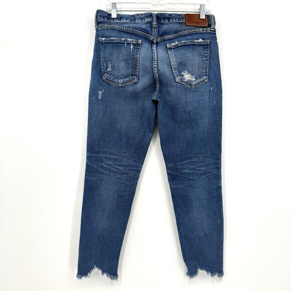 Moussy Vintage MV Mid Rise Heavily Distressed Skinny Jeans Size 29 Raw Hem Ankle - Picture 2 of 10